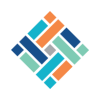 A tiny version of the Lakeland Library Cooperative Logo, which is intersecting rectangles of blue, seafoam, cyan, and orange with a gray square in the middle.